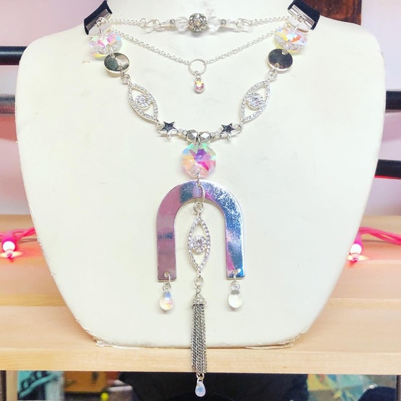 “You’re Pretty When You Cry” Handmade Swarovski Crystal & Velvet Necklace - Picture 3 of 14